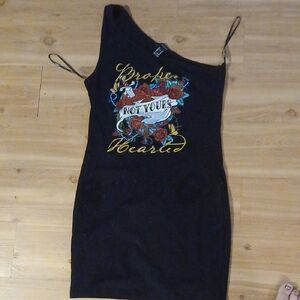 Forever 21 Black Floral Graphic Mini Dress